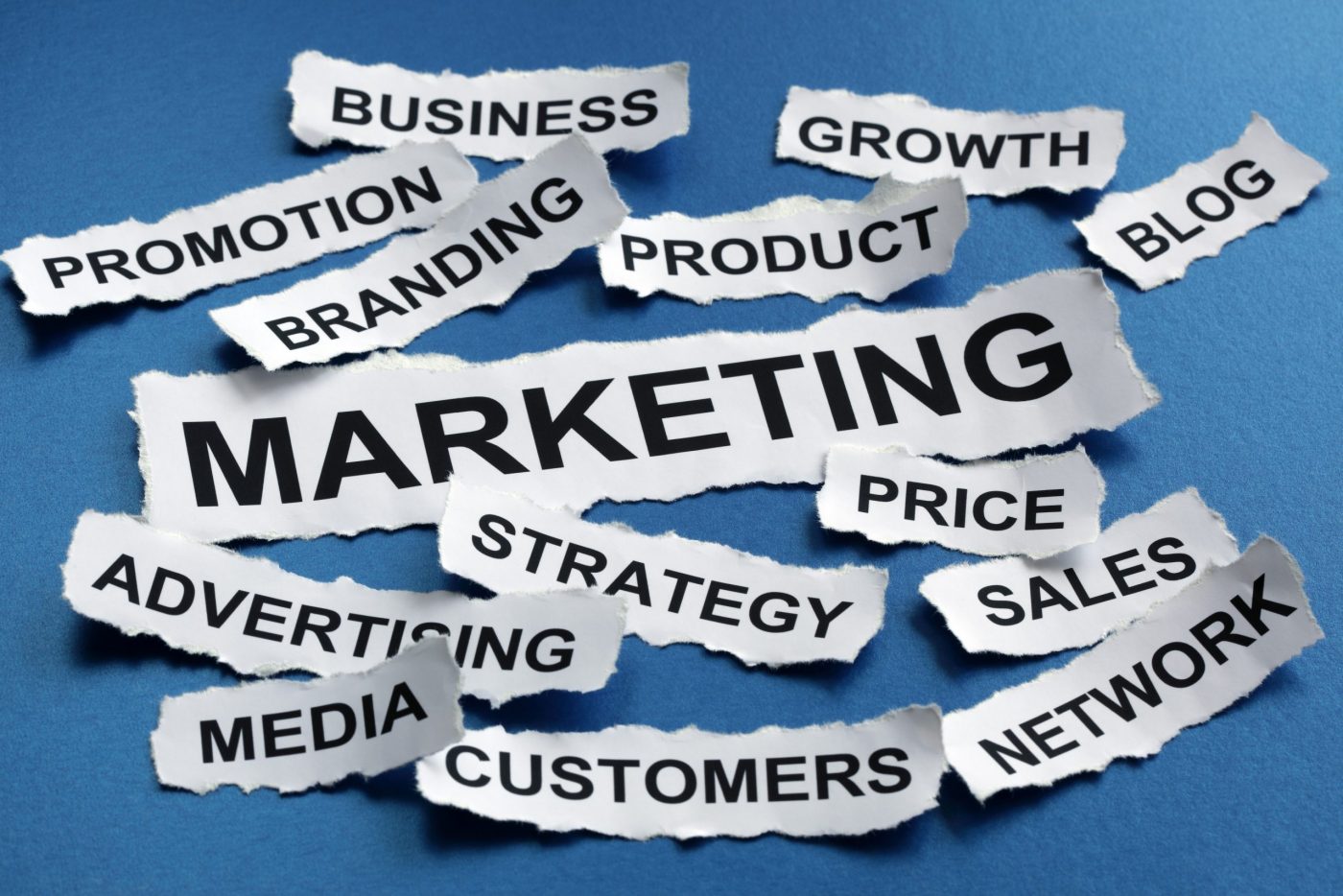marketing strategy, marketing, scraps fo paper with marketing words on them